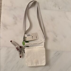 Kipling El Dorado Crossbody Bag with Monkey Charm, Alabaster Tonal, NWT